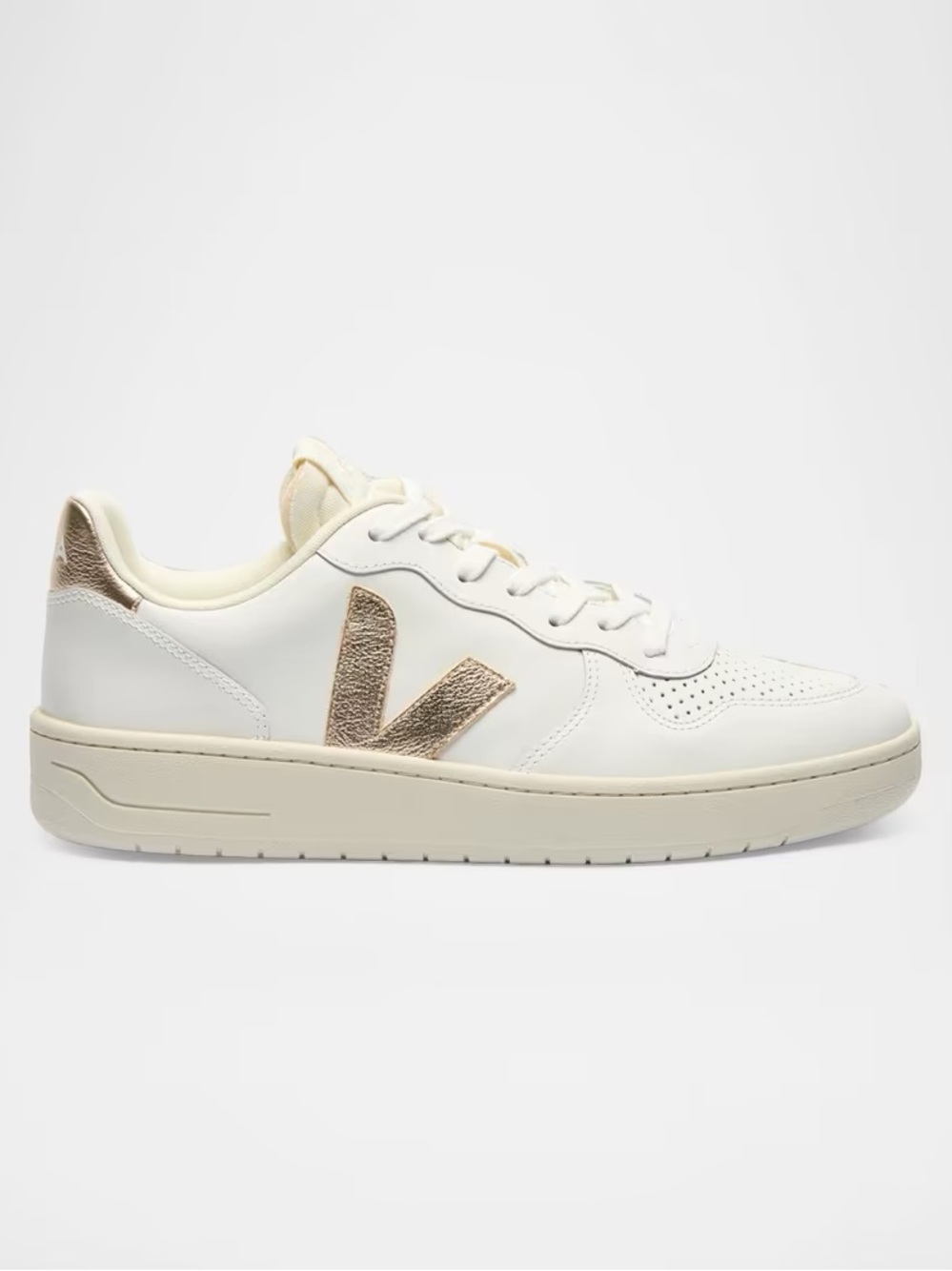 Veja V-10 Bicolor Leather Low-Top Sneakers